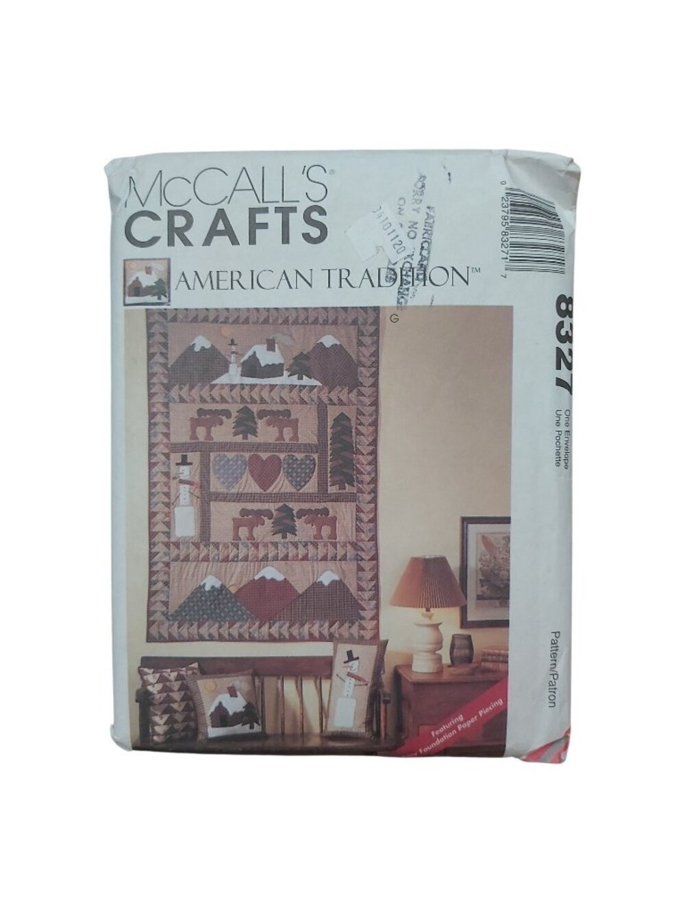 Vintage McCalls 8327 Winter Village Quilt Sewing Pattern Rustic Cabin Moose